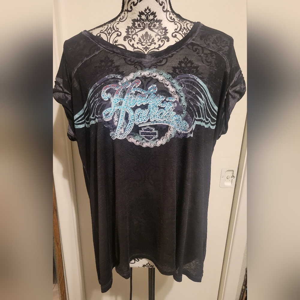 Harley Davidson Bling Burnout‎ Tee Sz   Med